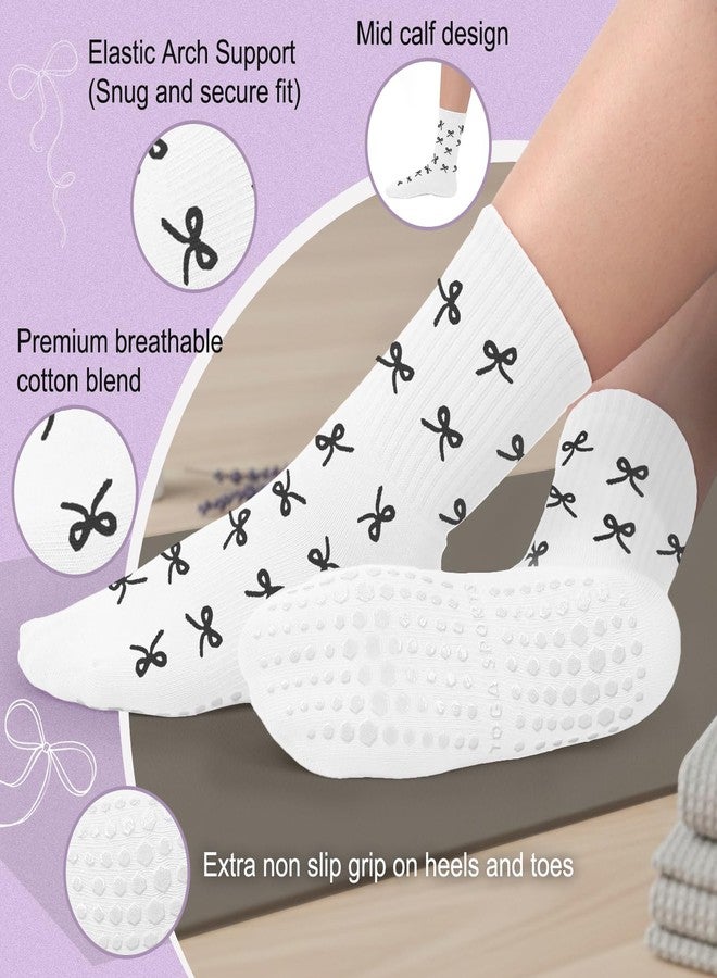 BLONGW Pilates Socks with Grips for Women, Non-Slip Yoga Athletic Socks for Barre Barefoot Workout Hospital,4 Pairs Assorted,S-M - Image 4